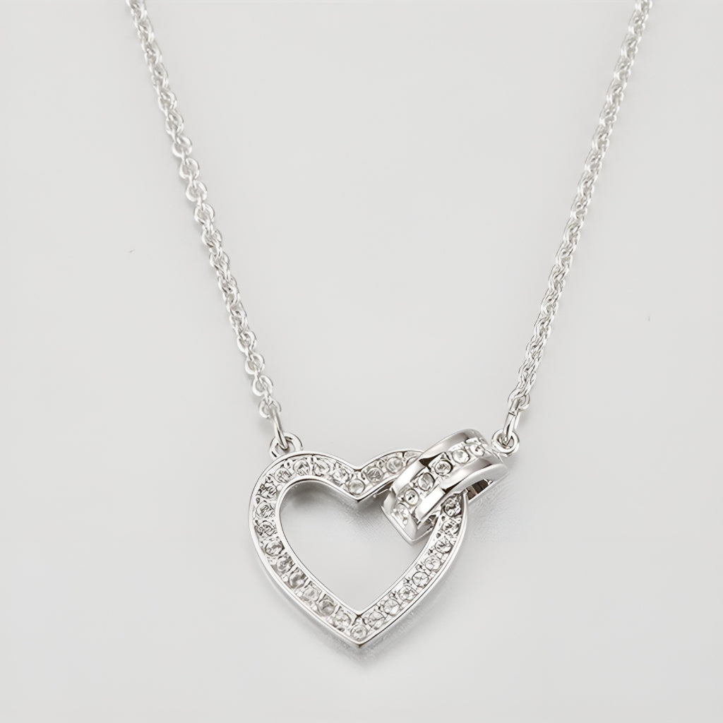 CDE Sparkling Romantic Heart Silver Necklace CDE6241SV