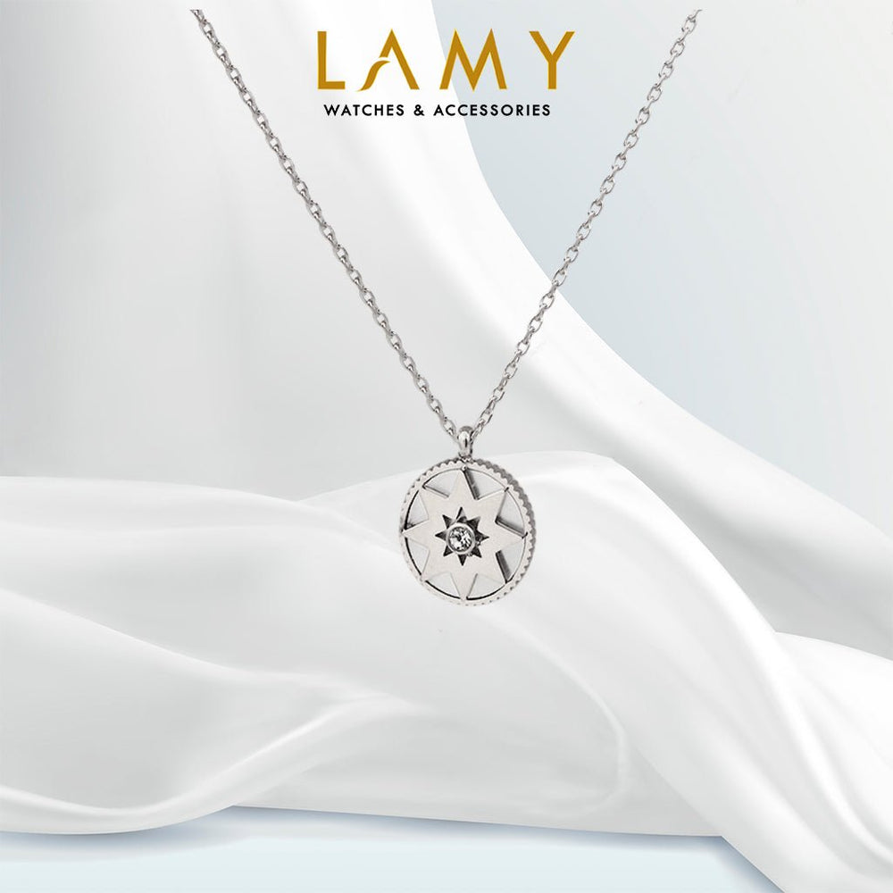 Sunburst Pendant Necklace Silver