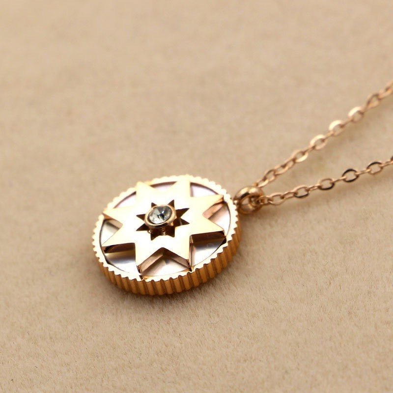 Sunburst Pendant Necklace Rose Gold