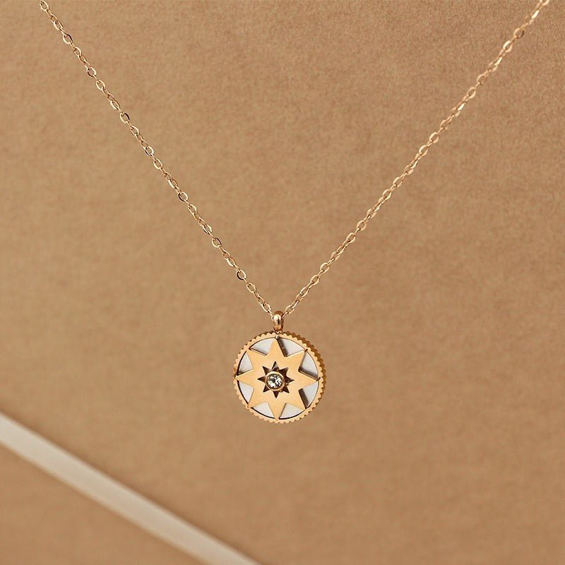 Sunburst Pendant Necklace Rose Gold