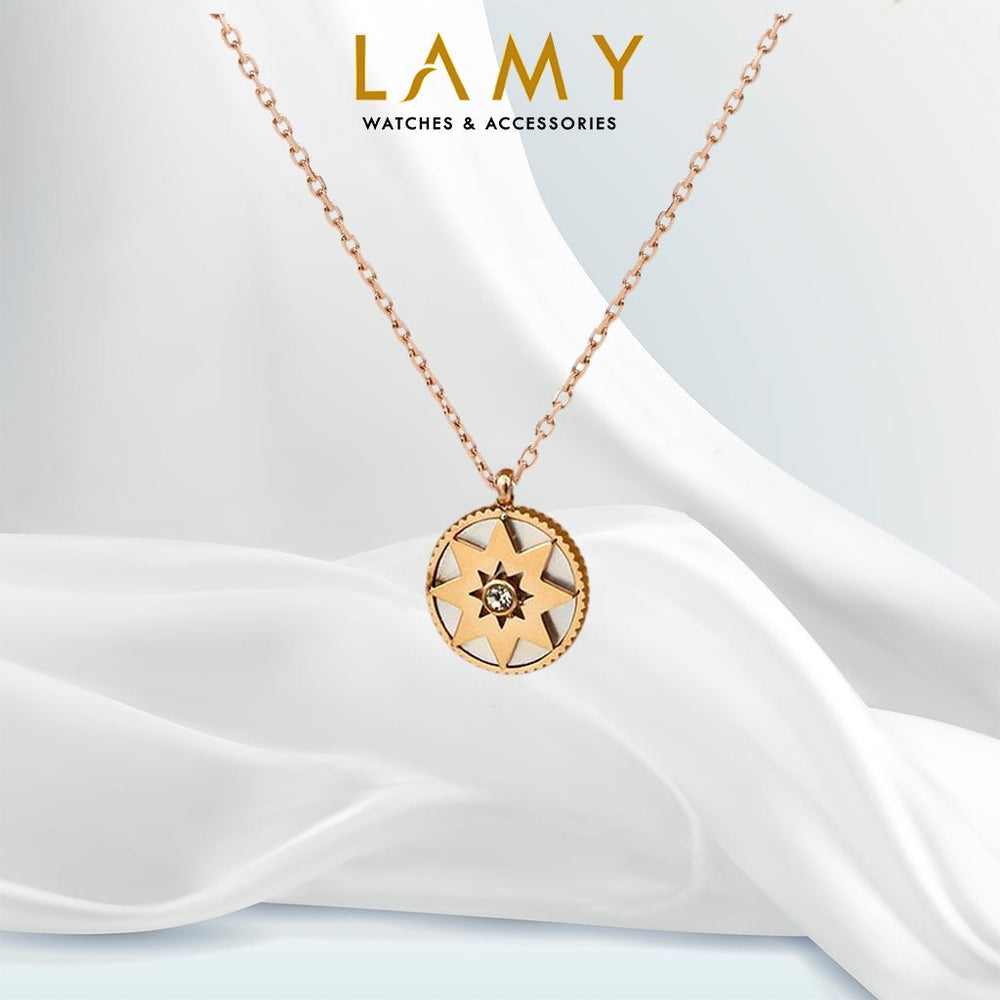 Sunburst Pendant Necklace Rose Gold