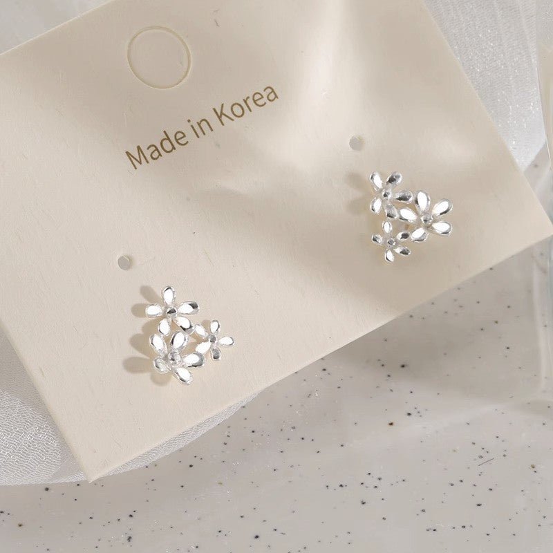 Sparkling Cherry Blossom Bouquet Earrings Silver
