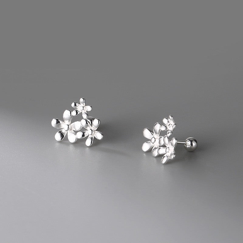 Sparkling Cherry Blossom Bouquet Earrings Silver