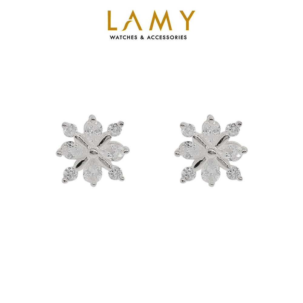 Snowflake Sparkling Earrings Silver