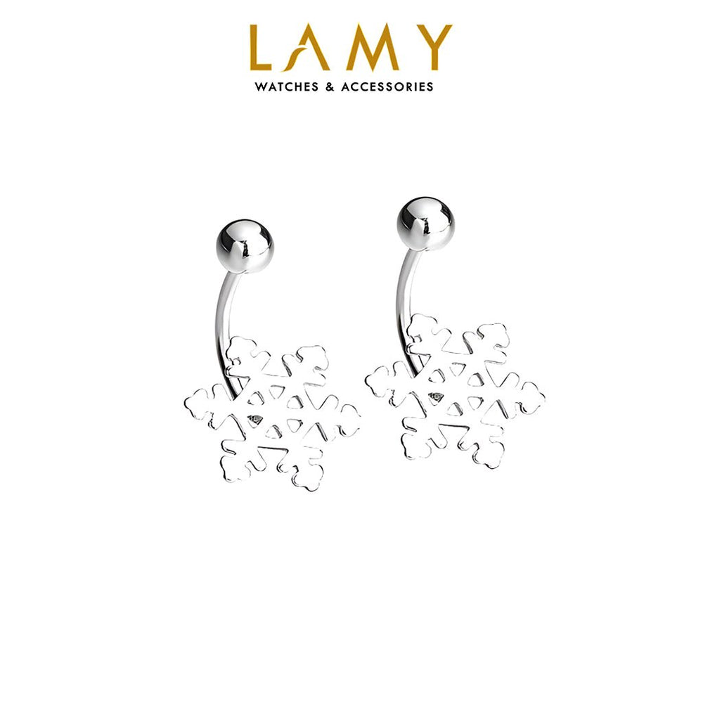 Twisted Lock Snowflake Shaped Earrings Silver