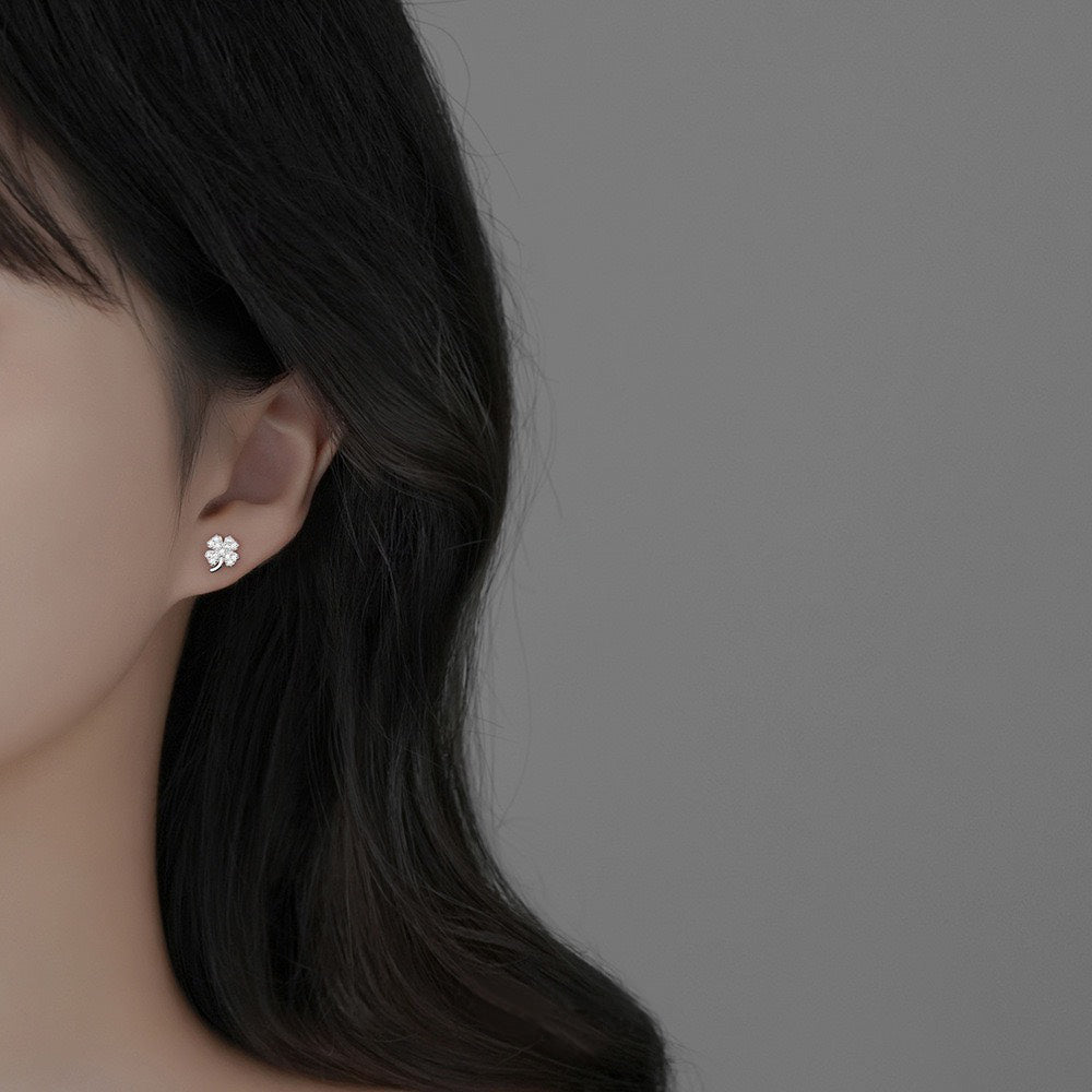 Gem-studded Four-leaf Clover Earrings