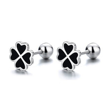 Khuyên tai LAMY Lucky Black Four Leaf Clover Silver Earrings CDE3092
