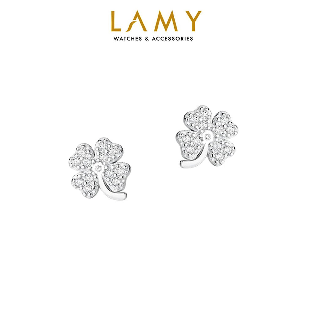 Gem-studded Four-leaf Clover Earrings