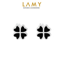 Khuyên tai LAMY Lucky Black Four Leaf Clover Silver Earrings CDE3092