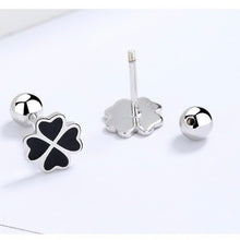 Khuyên tai LAMY Lucky Black Four Leaf Clover Silver Earrings CDE3092