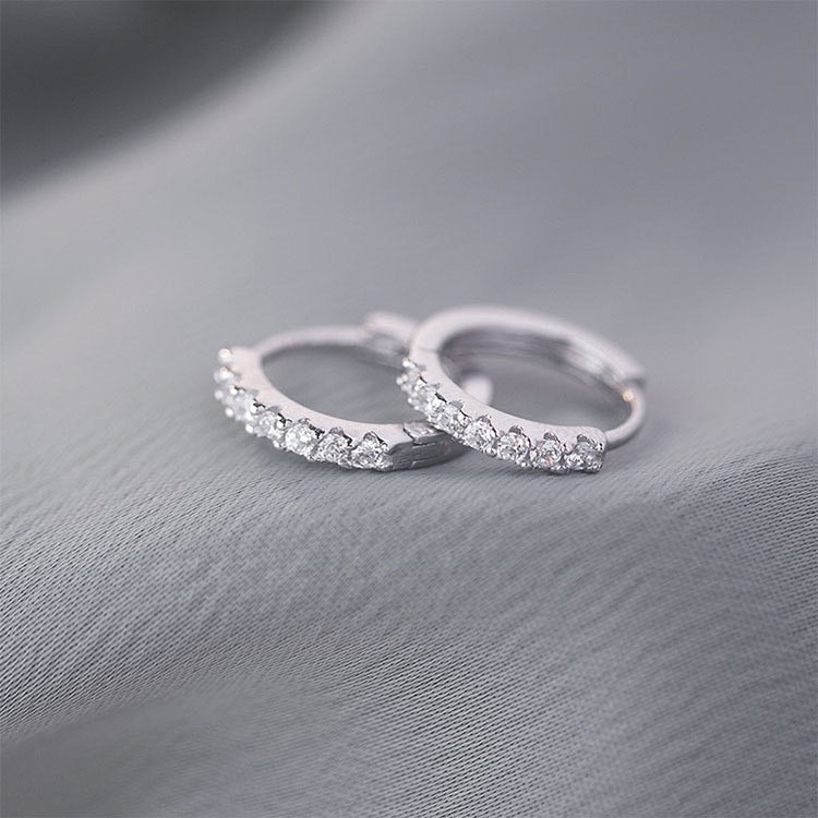 Sweet and Charming Gemstone-adorned Earrings Silver - 3098SV