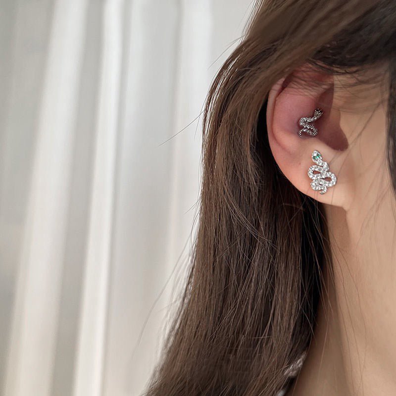 Snake Ear Climber Clip Stud Earrings