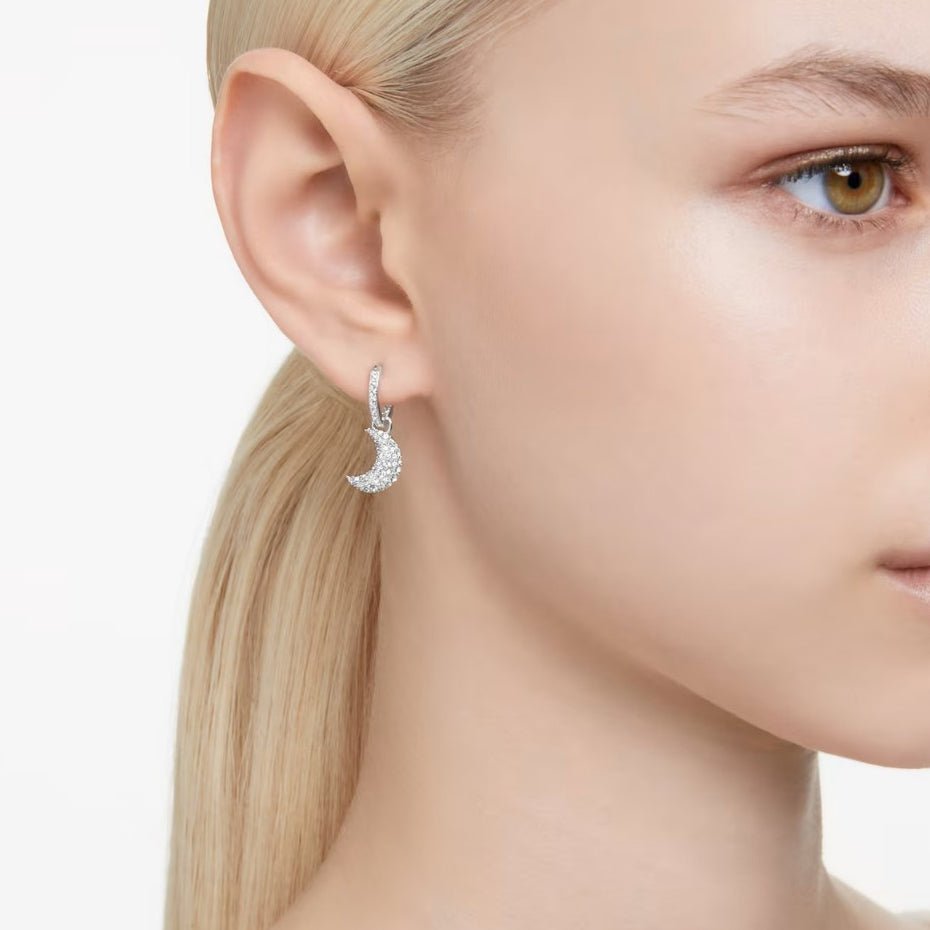 Luna Drop Moon Earrings White - 3128SV