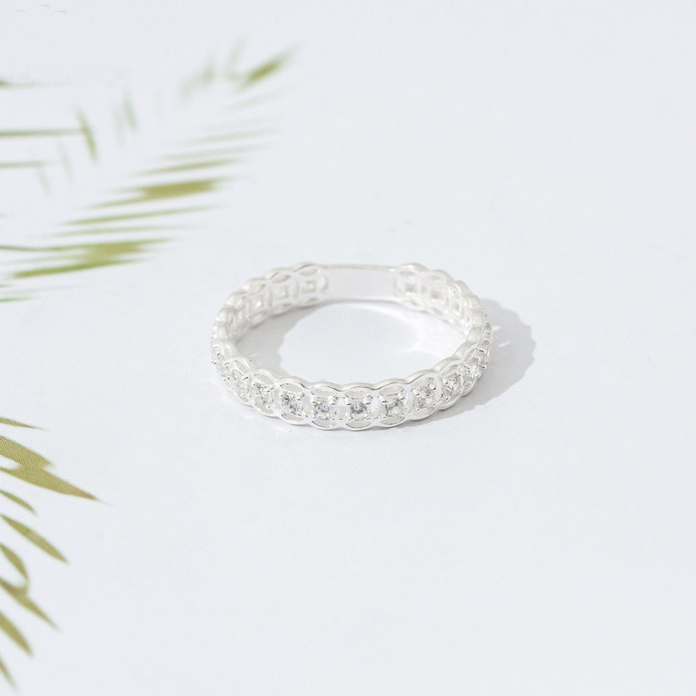 Lucky Coin Lovely Ring Silver, đai nhẫn mảnh ghép từ các đồng xu nhỏ nối liền