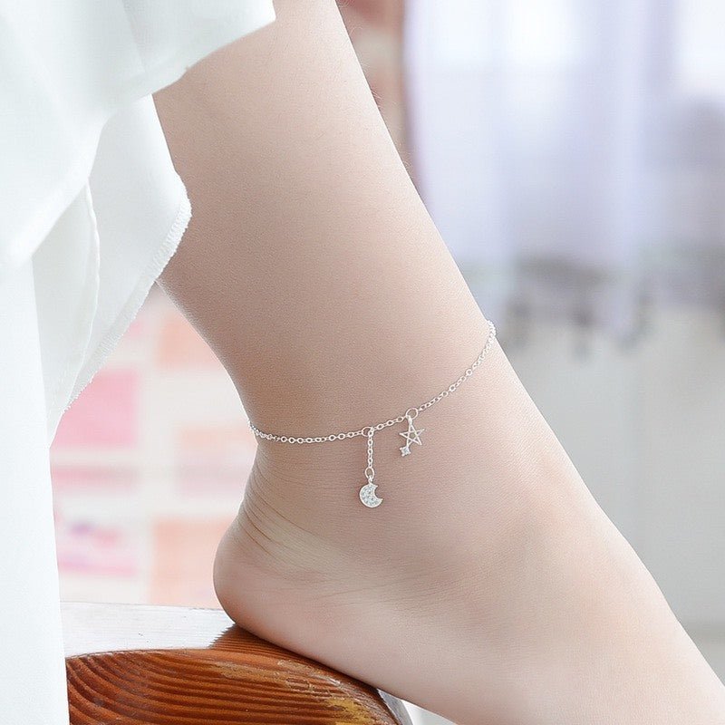 Moonlit Star Sky Anklet Silver