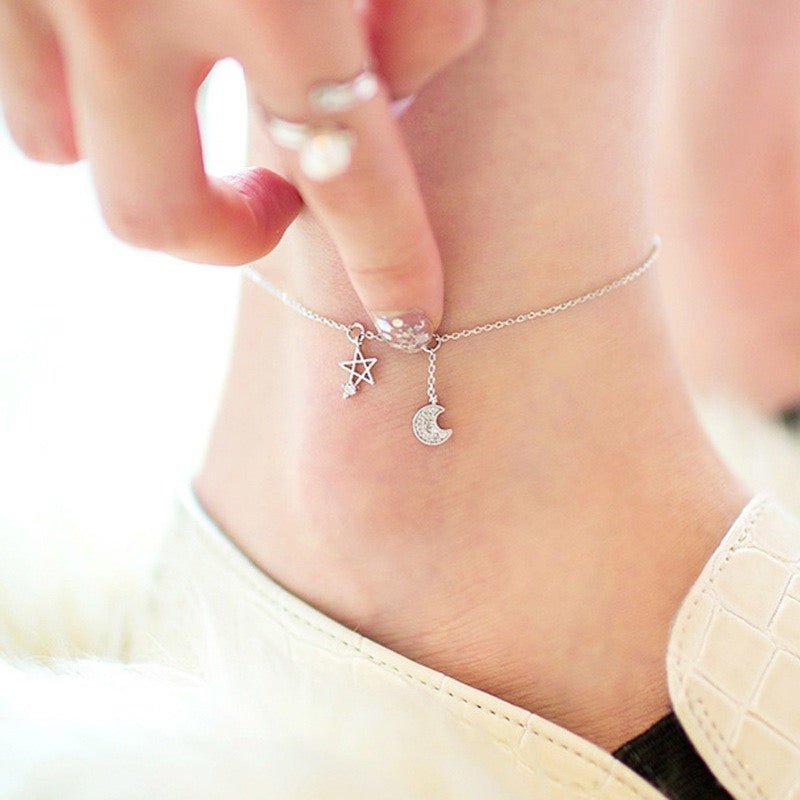 Moonlit Star Sky Anklet Silver