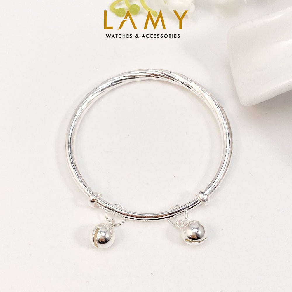 Jingle Bells Anklet Silver, vòng trơn bản tròn