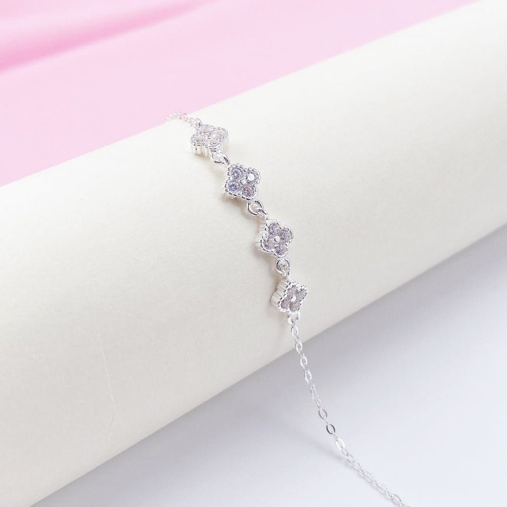 Lucky Four-Leaf Clover Bracelet Jewelry Set - 2170SV