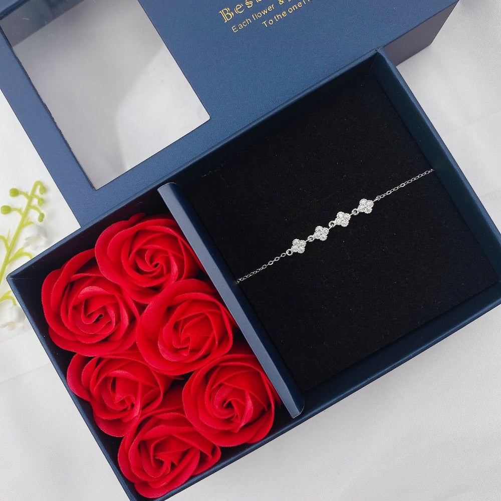 Lucky Four-Leaf Clover Bracelet Jewelry Set - 2170SV