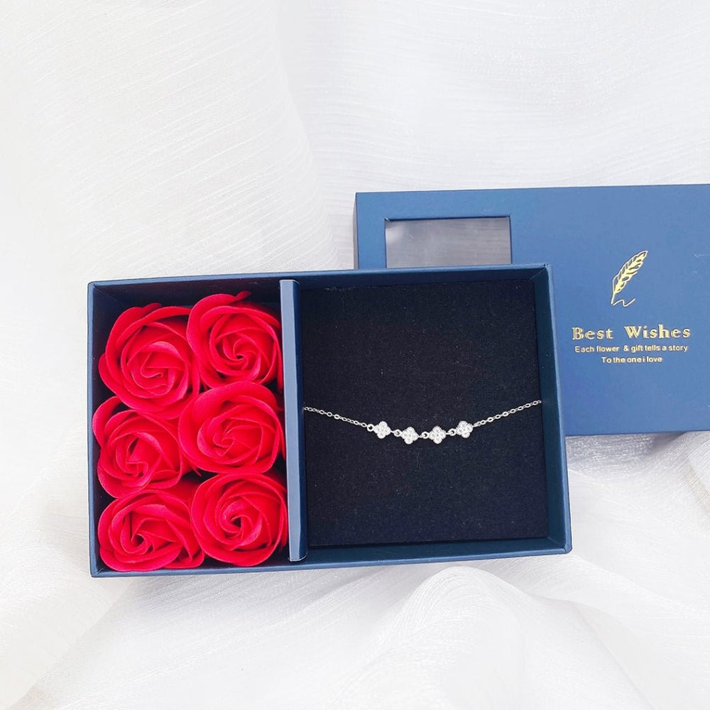 Lucky Four-Leaf Clover Bracelet Jewelry Set - 2170SV