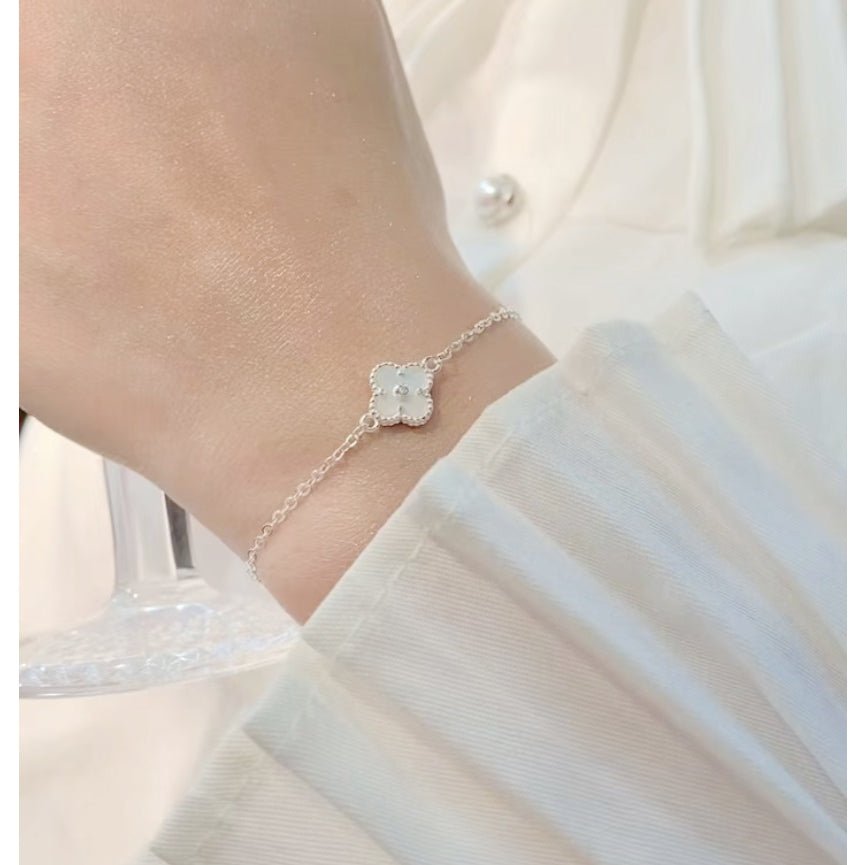 Lucky Four Leaf Bracelet Silver Jewelry Set - 2195SV