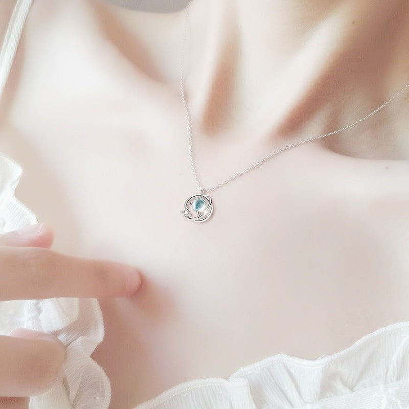 Crystal Ball Moonstone Necklace Silver