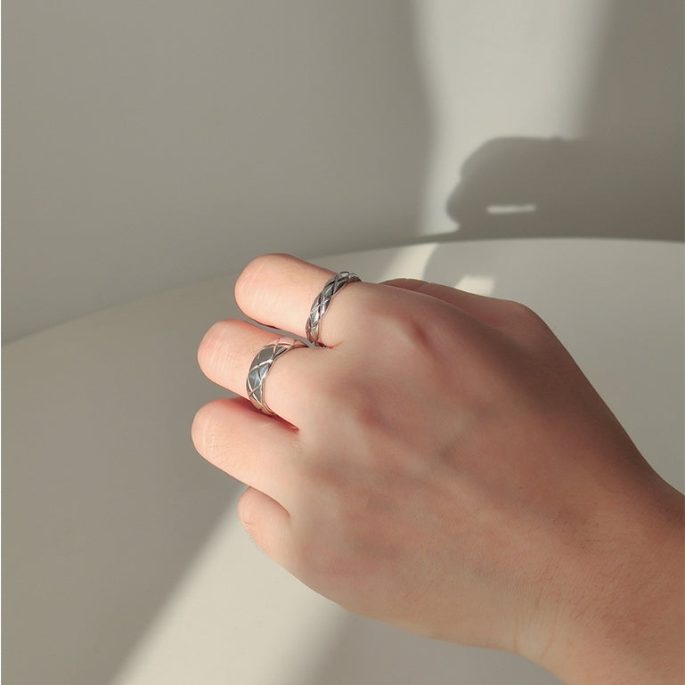 Quilted Couple Rings Silver - 8273SV