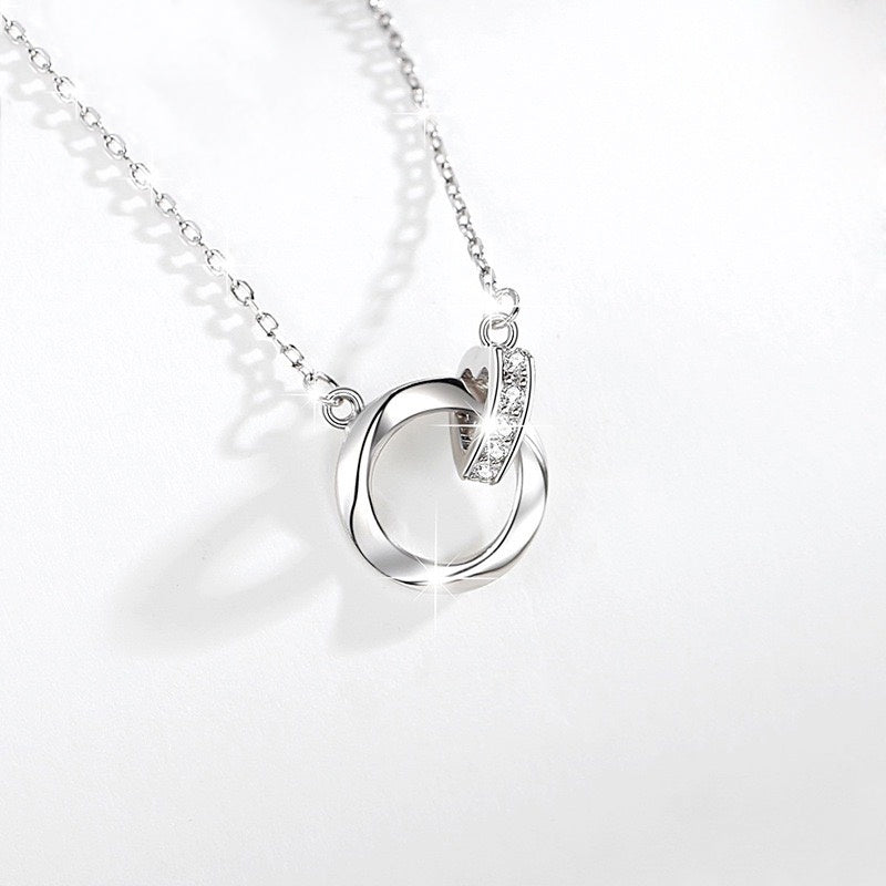 Eternal Heart Planet Necklace Silver