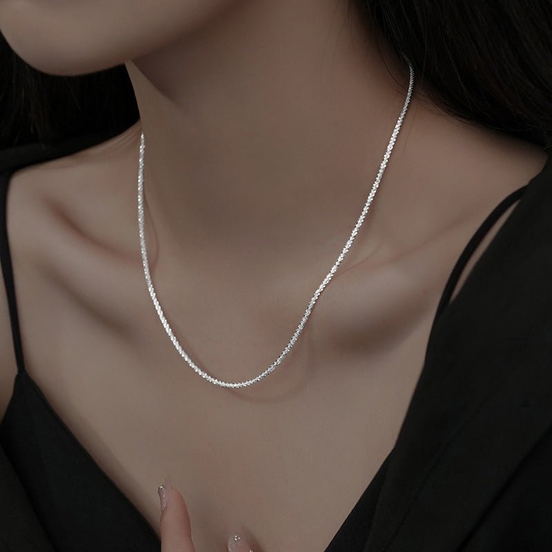 Twinkle Necklace Silver, sợi dây dẹt mảnh bề mặt lấp lánh