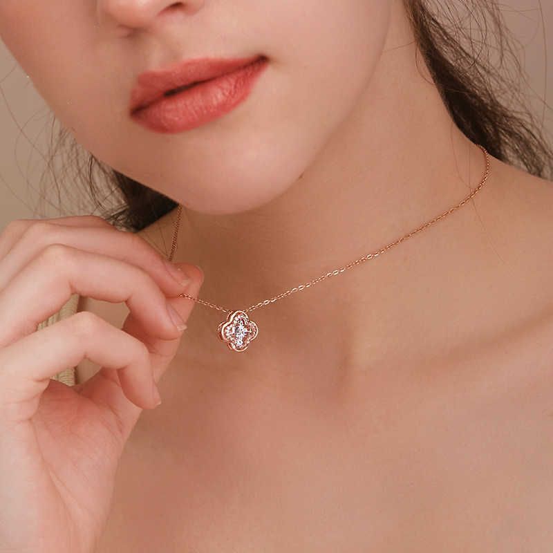 Clover Natural South Africa Diamond Necklace Silver