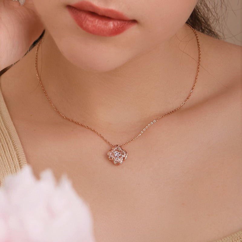 Clover Natural South Africa Diamond Necklace Silver