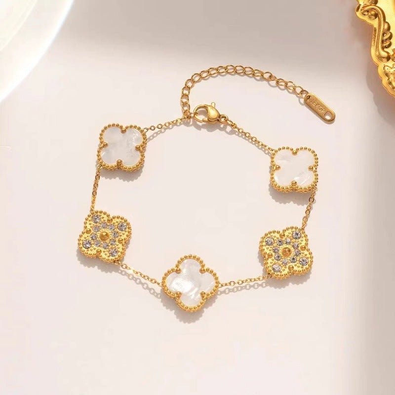 Four Leaf Clover Bracelet White