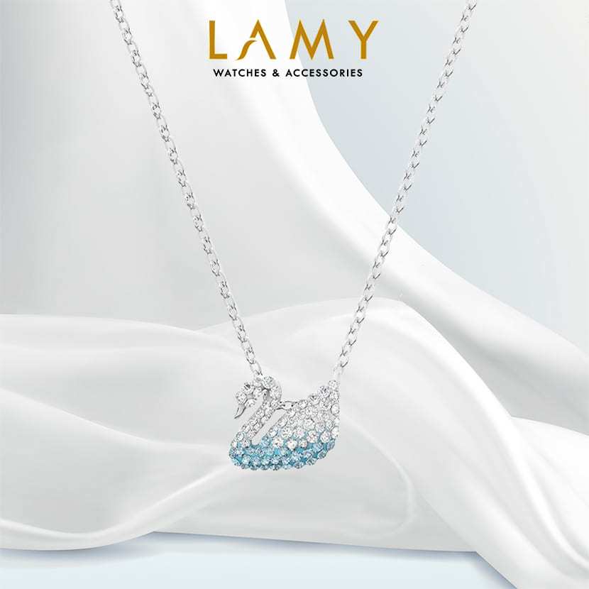 Iconic Pastel Crystal Swan Necklace Blue CDE6374BE