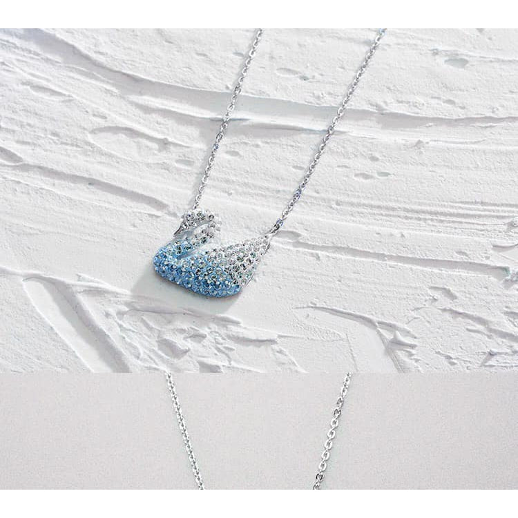Iconic Pastel Crystal Swan Necklace Blue
