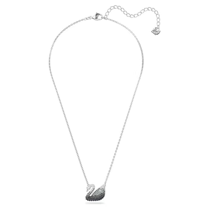 Iconic Pastel Crystal Swan Necklace Black