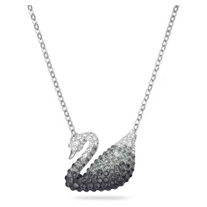 Iconic Pastel Crystal Swan Necklace Black