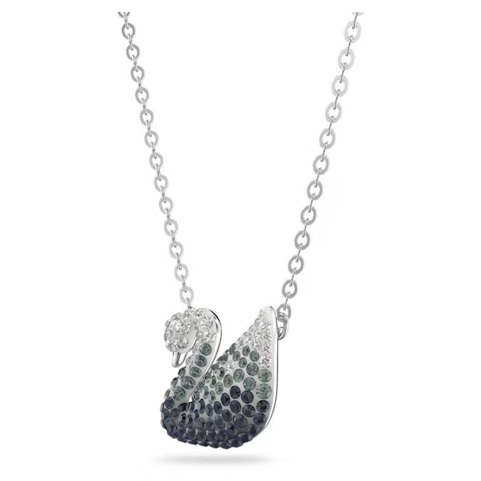 Iconic Pastel Crystal Swan Necklace Black