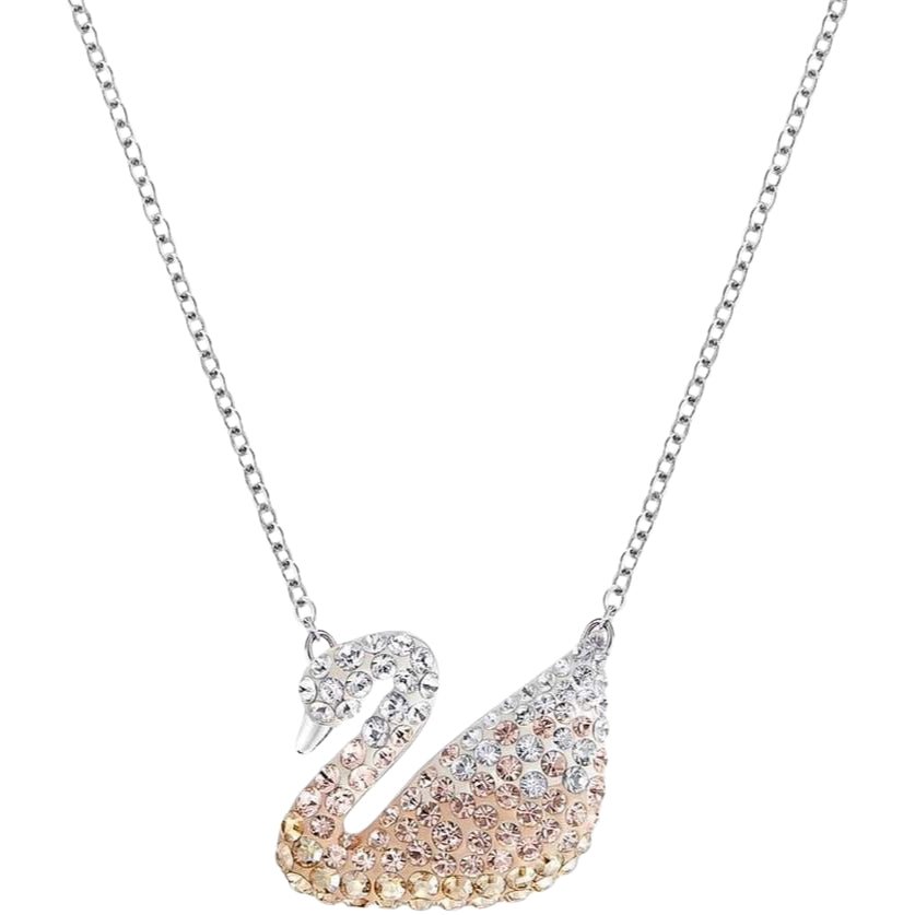 Iconic Pastel Crystal Swan Necklace Peach