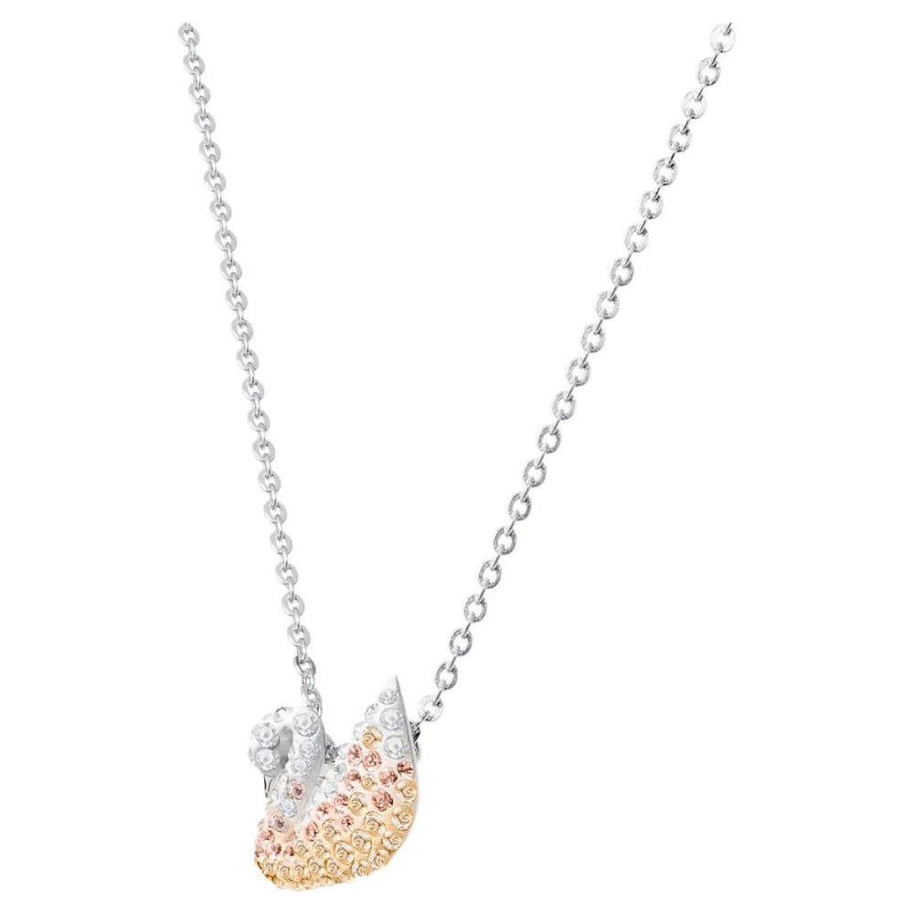 Iconic Pastel Crystal Swan Necklace Peach