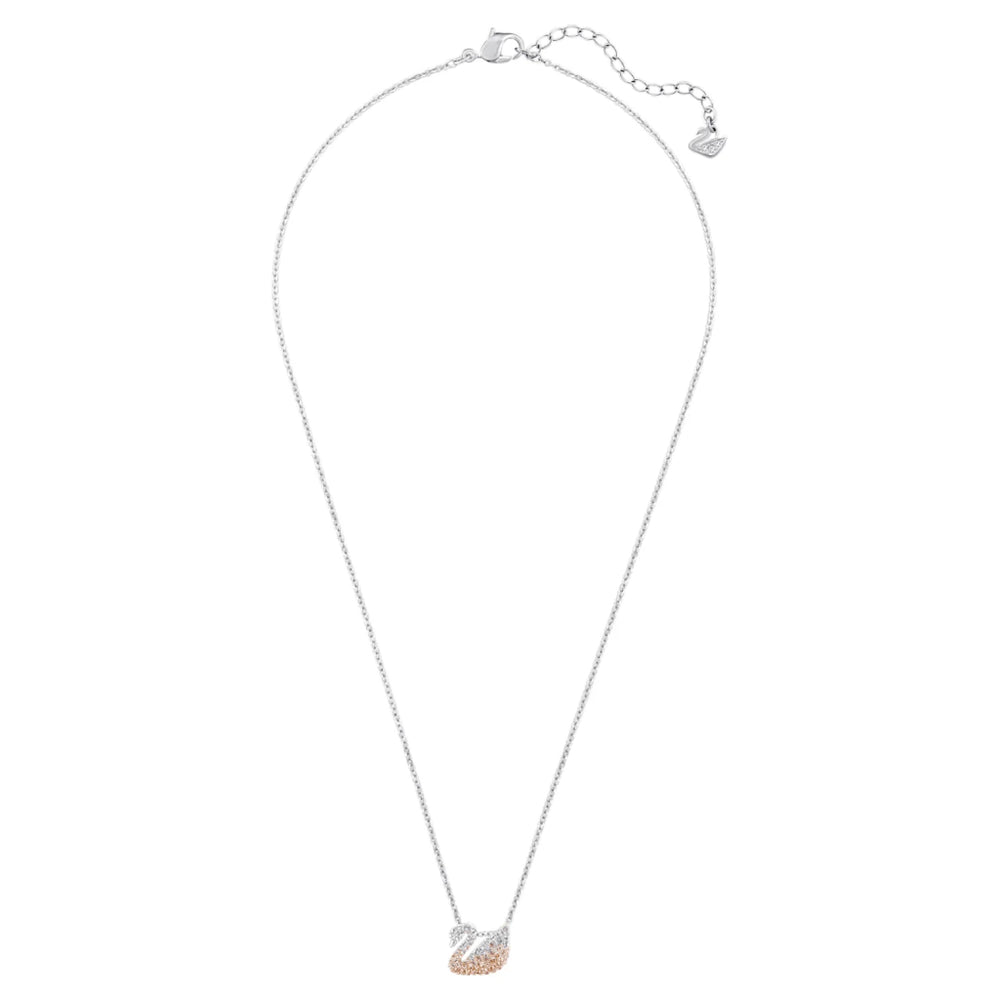 Iconic Pastel Crystal Swan Necklace Peach