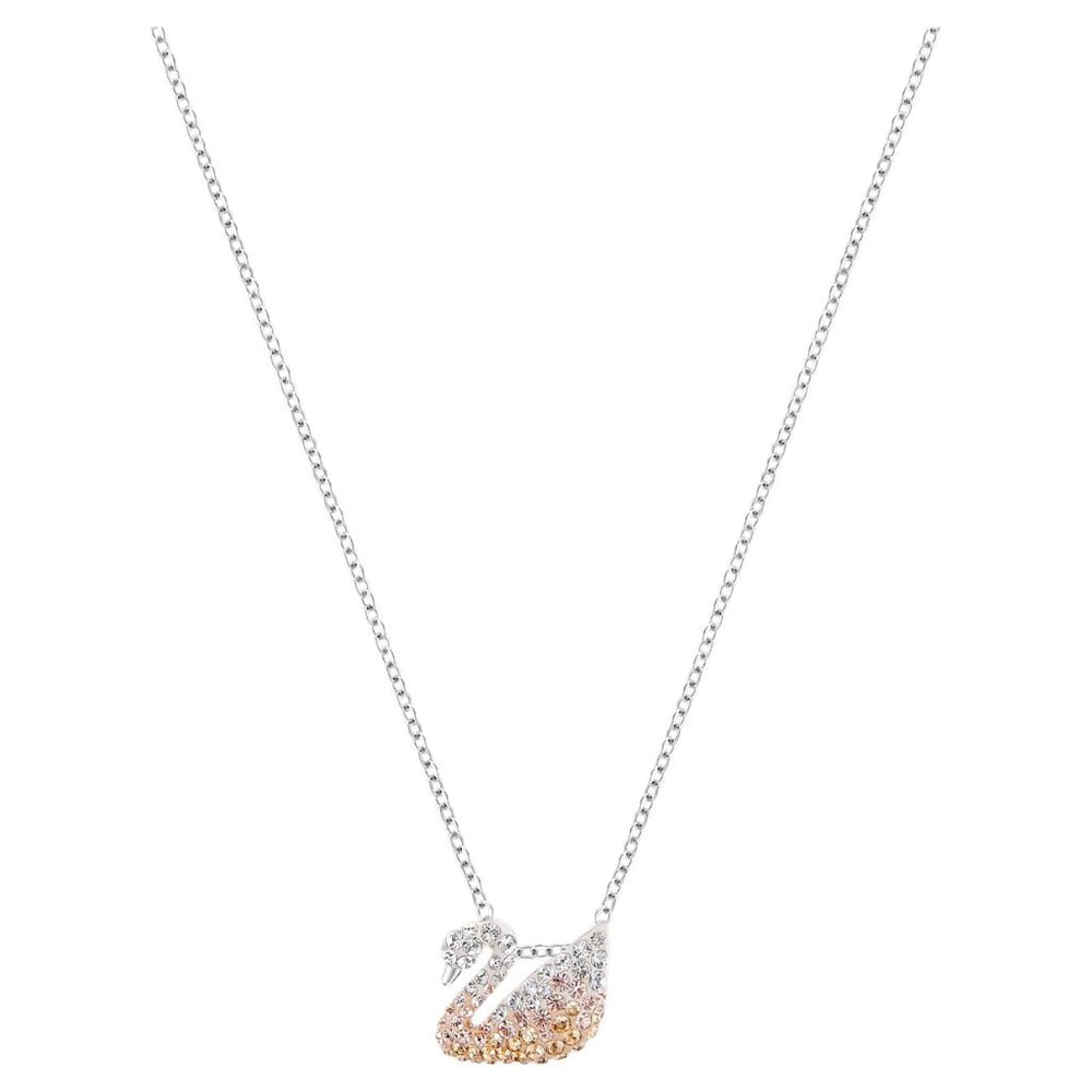 Iconic Pastel Crystal Swan Necklace Peach