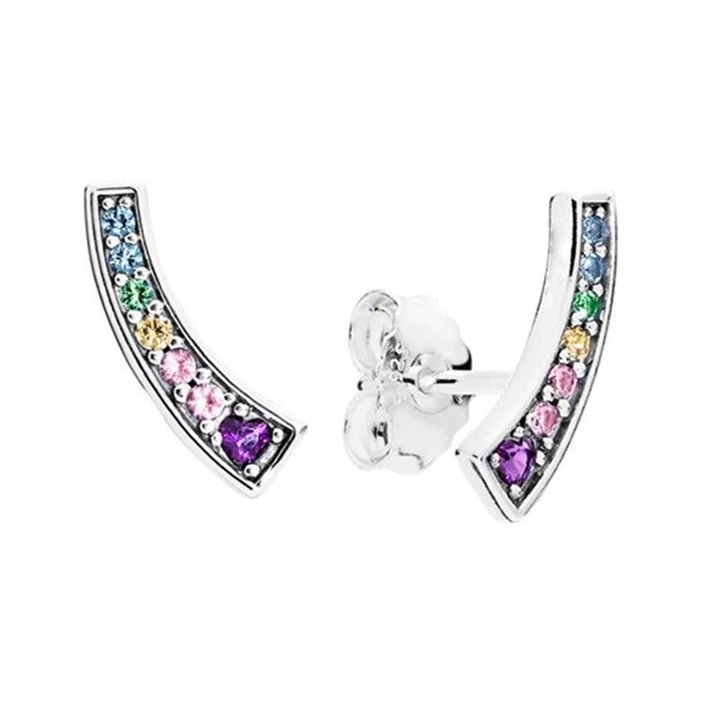 Colorful crystal rainbow CDE earrings CDE3156SV