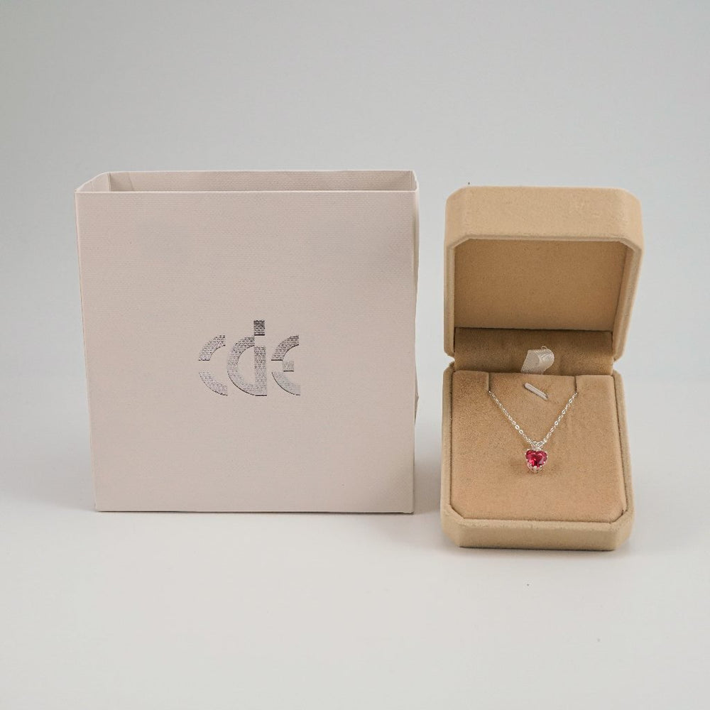 Radiant Heart Necklace Silver Red