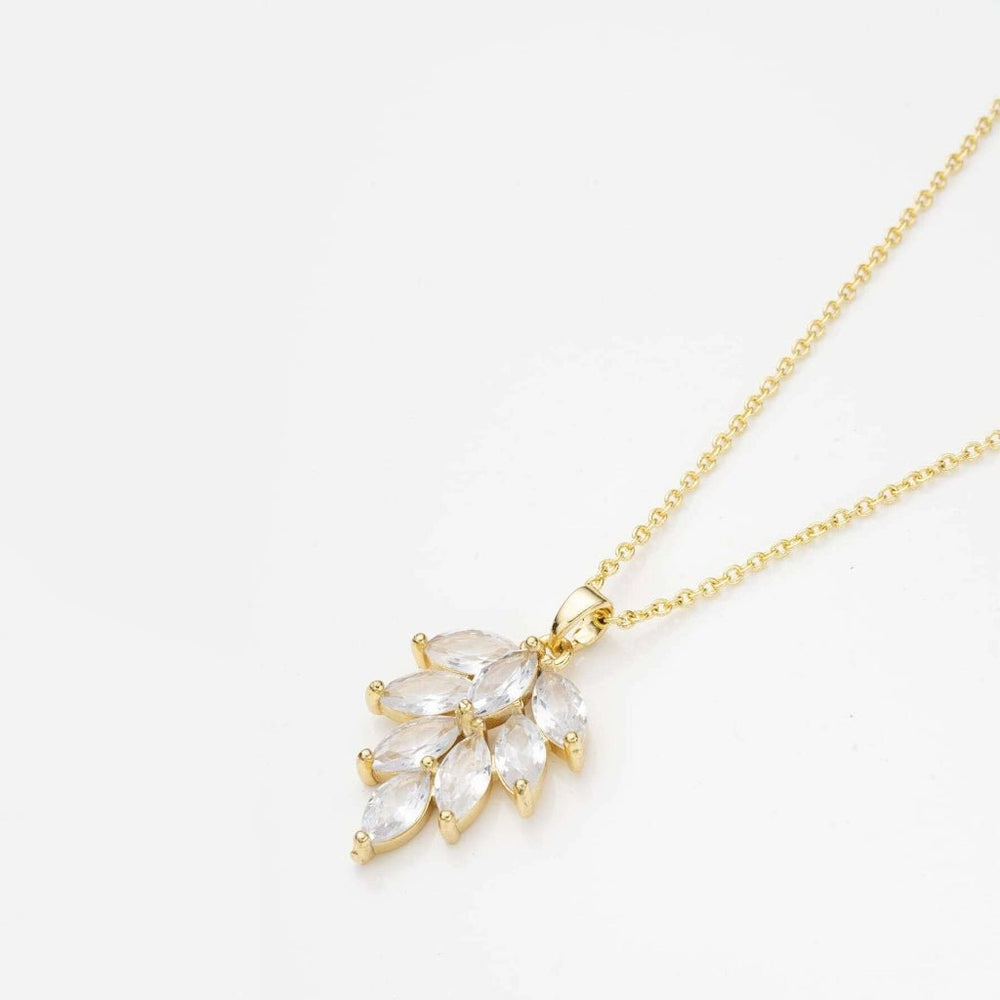 Crystal Leaf Clavicle Necklace Gold