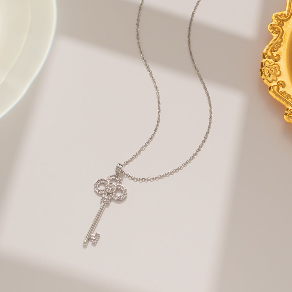 Flower Key Necklace Silver