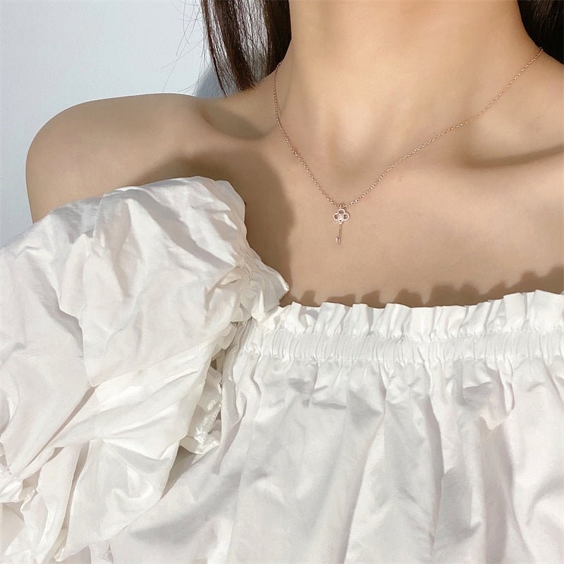 Flower Key Necklace Silver