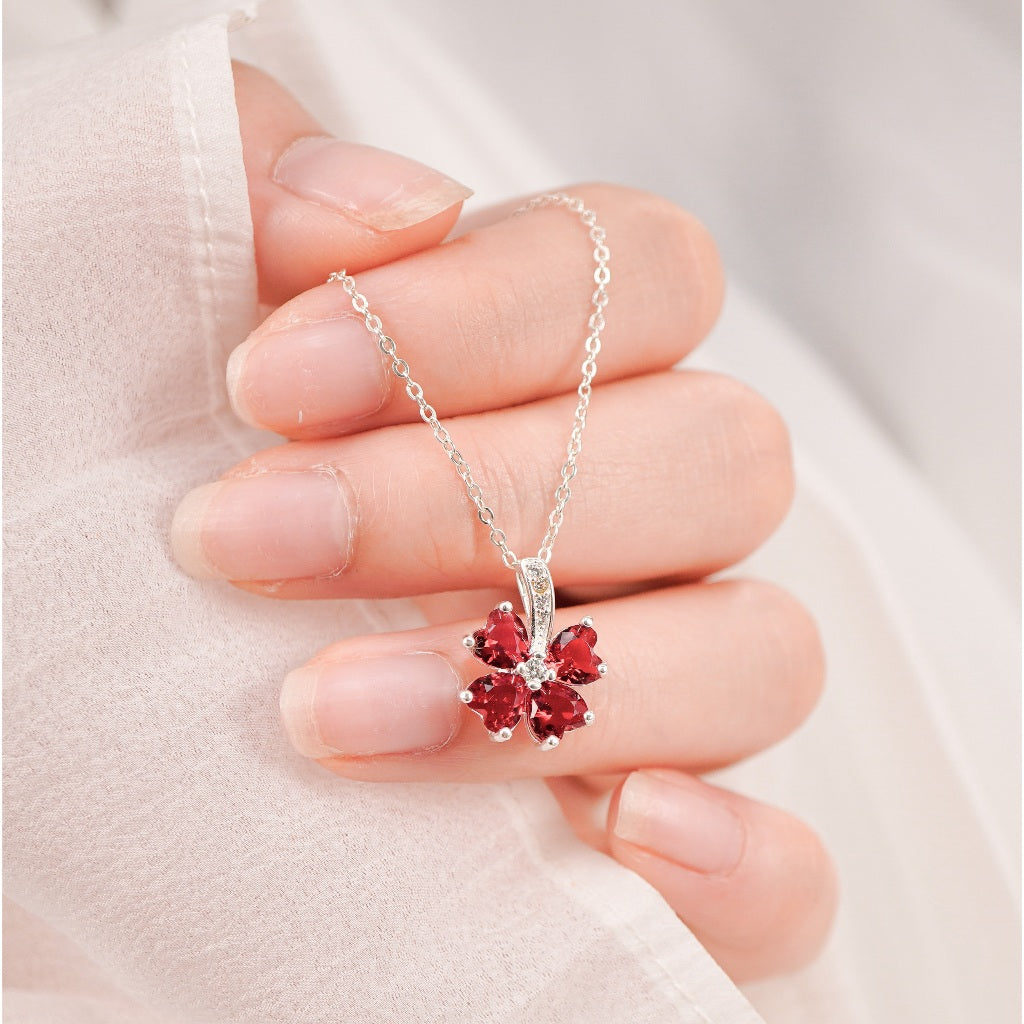 CDE Sparkling Love Red Necklace Silver CDE6132RD