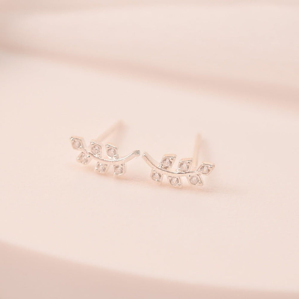 Dainty Leaf Olive Shaped Earrings Silver