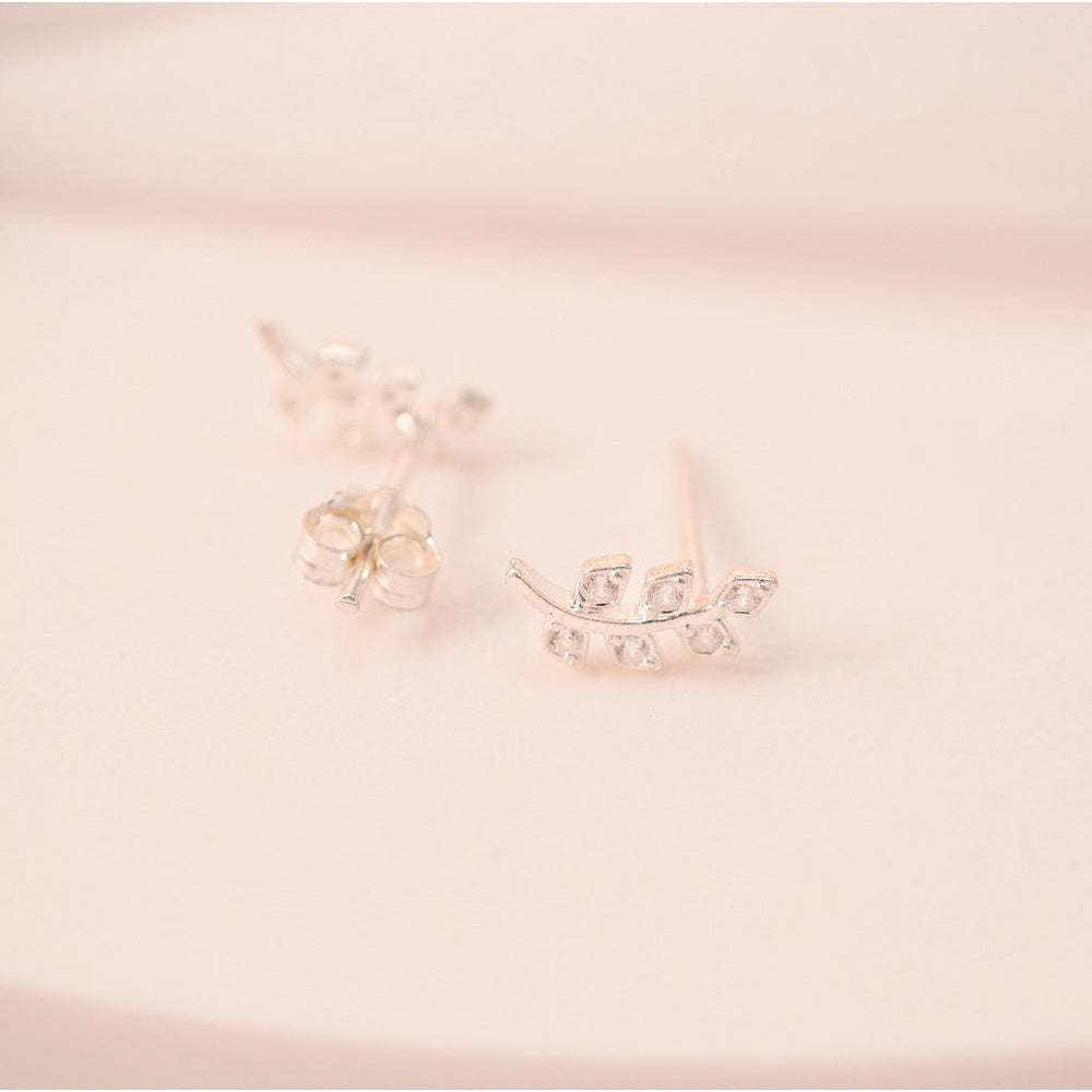 Dainty Leaf Olive Shaped Earrings Silver