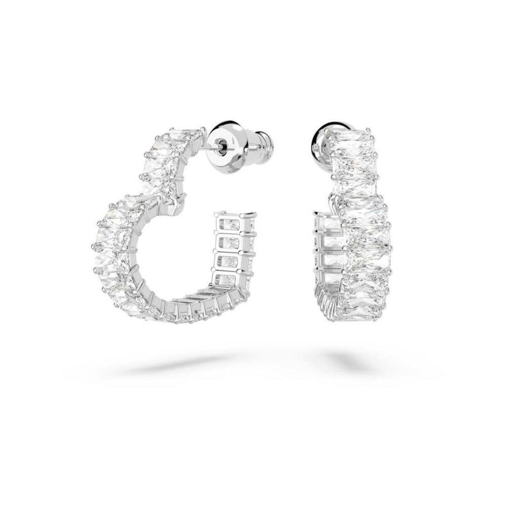 Matrix Hoop Earrings Silver, khuyên hở dáng trái tim